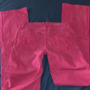Vtg Southpole Hot Pink Denim Jeans Y2K Hip Hop Streetwear Flared Women Goth Punk
